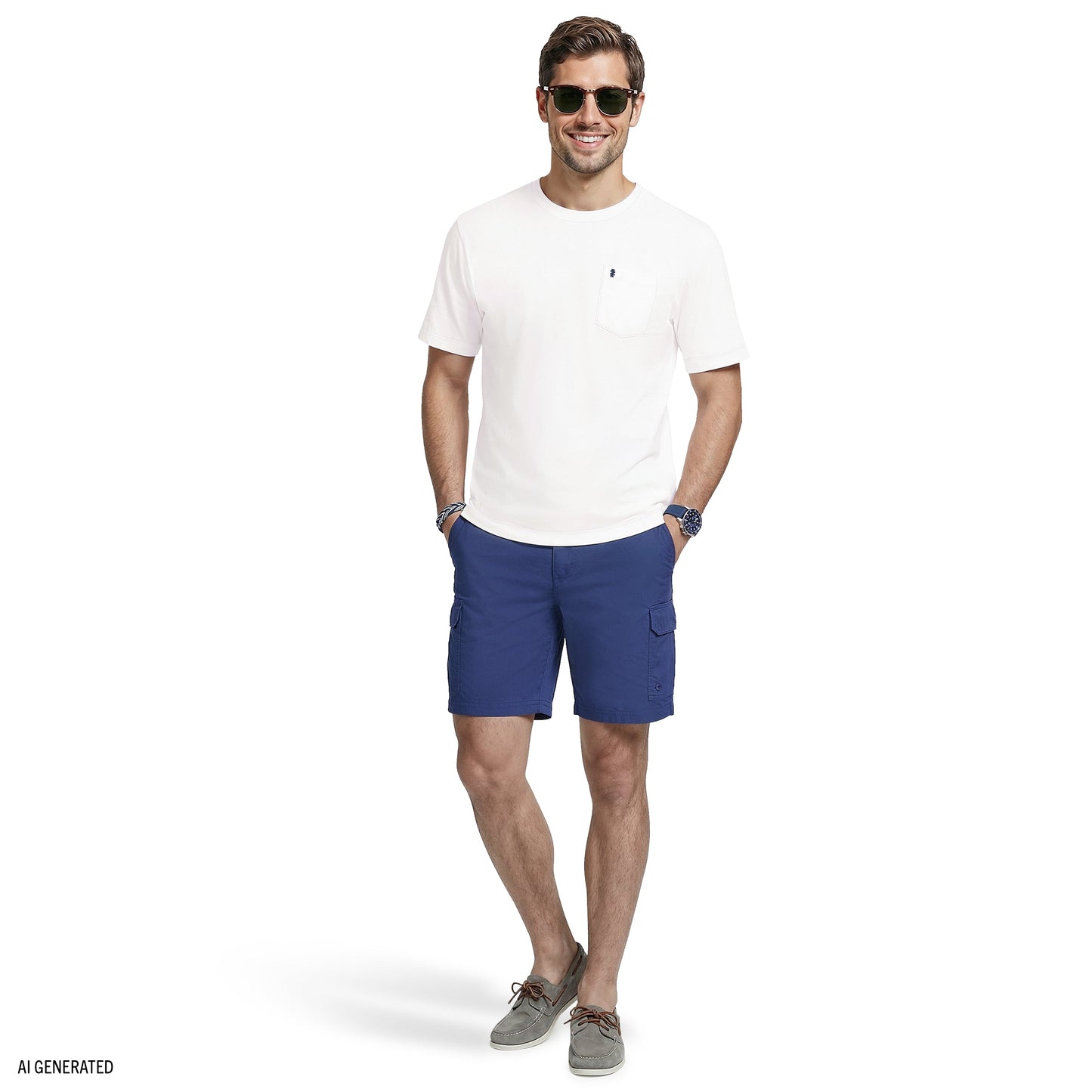 Izod SALTWATER S/S POCKET TEE - BRIGHT WHITE