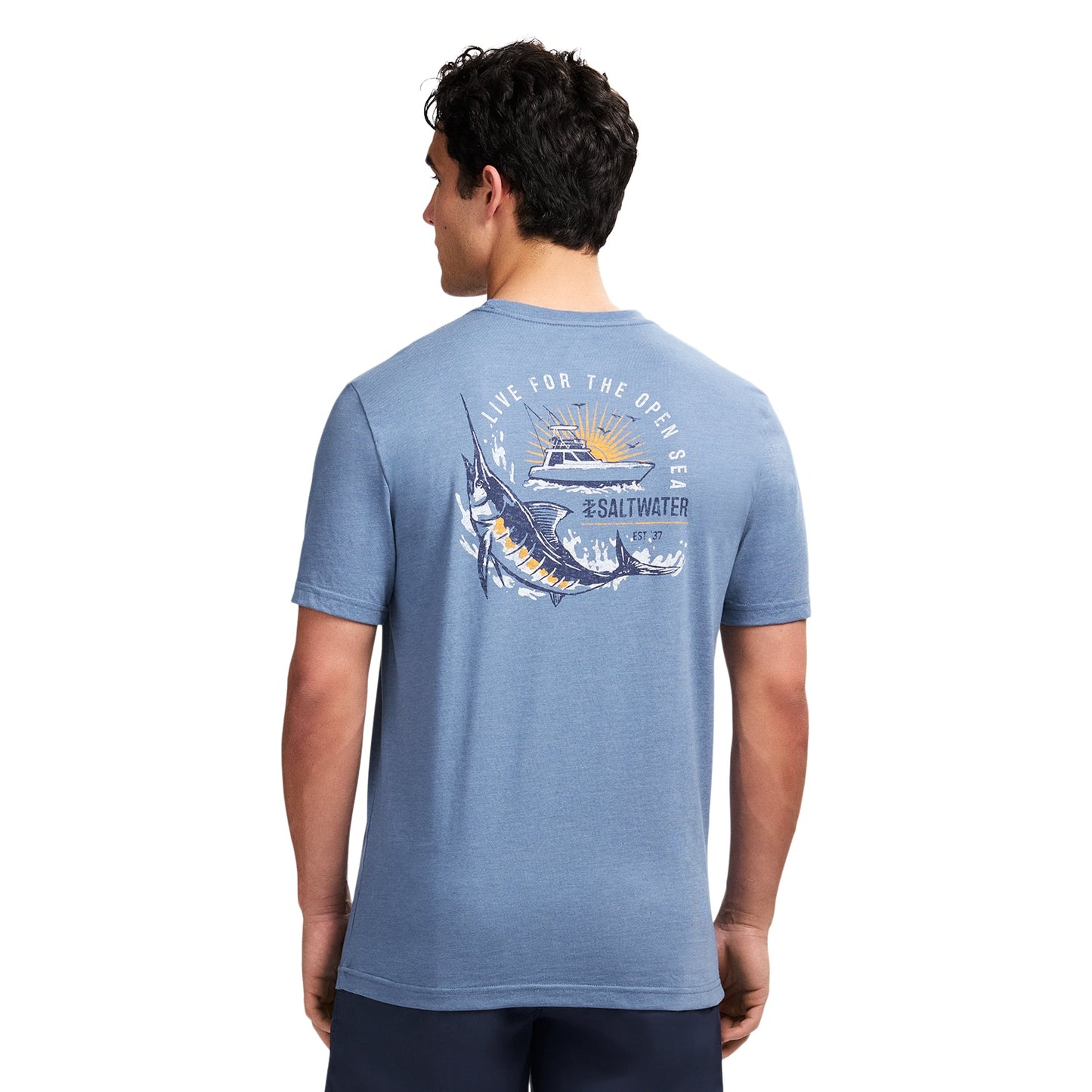Izod Saltwater Short Sleeve Graphic Tee - Moonlight Blue