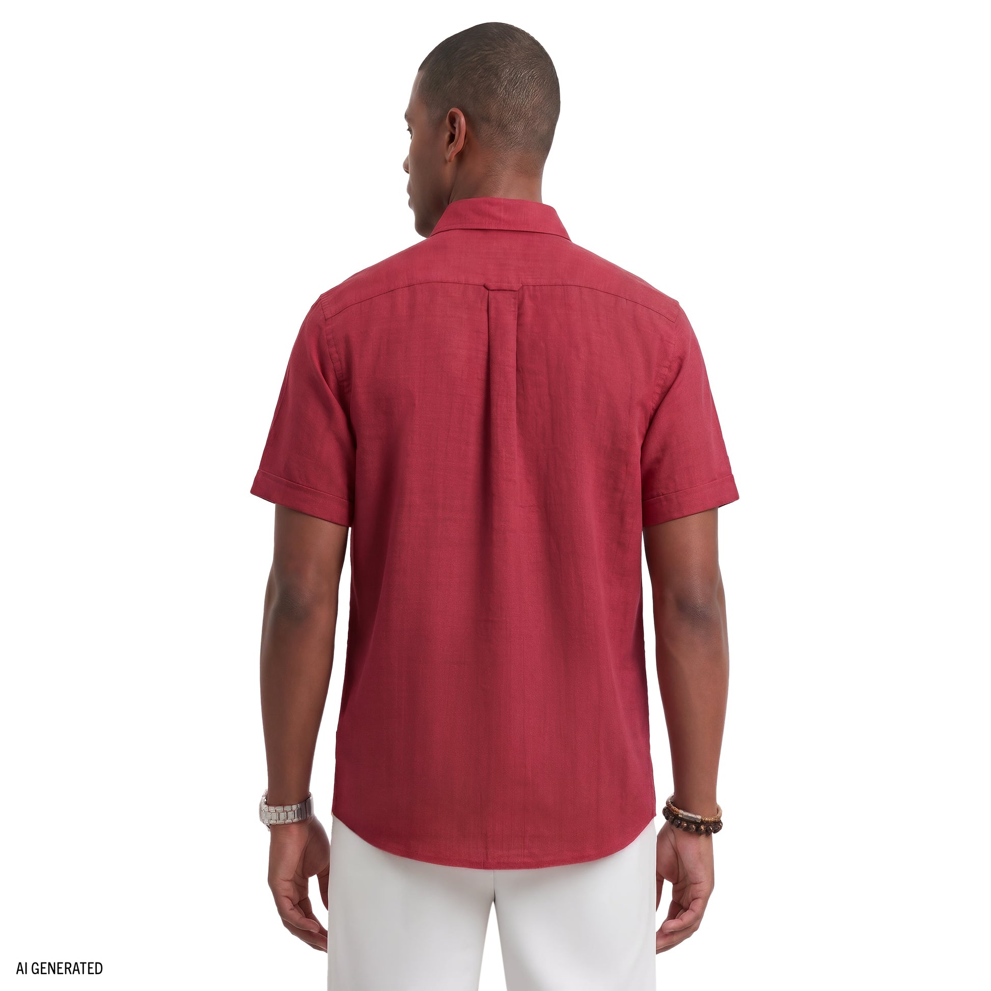 Izod LUXURY SHORT SLEEVE BUTTON DOWN SHIRT - ZINFANDEL
