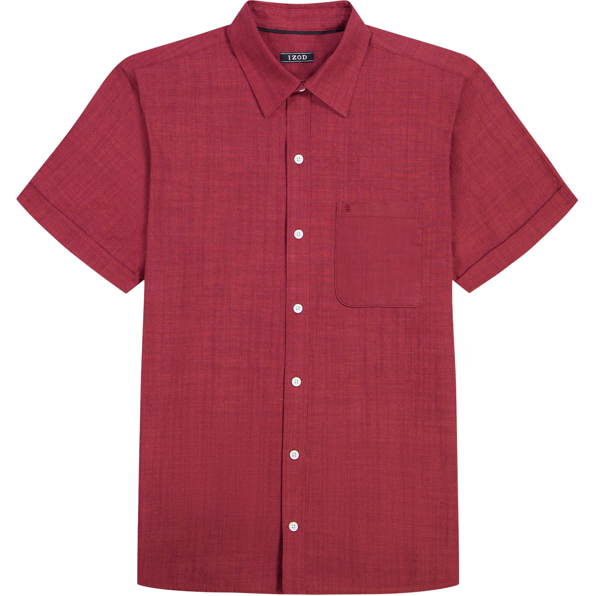 Izod LUXURY SHORT SLEEVE BUTTON DOWN SHIRT - ZINFANDEL