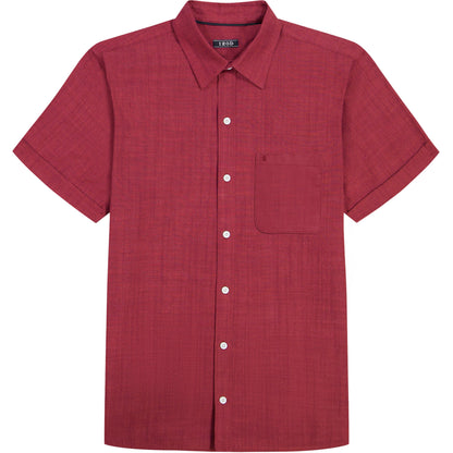 Izod LUXURY SHORT SLEEVE BUTTON DOWN SHIRT - ZINFANDEL