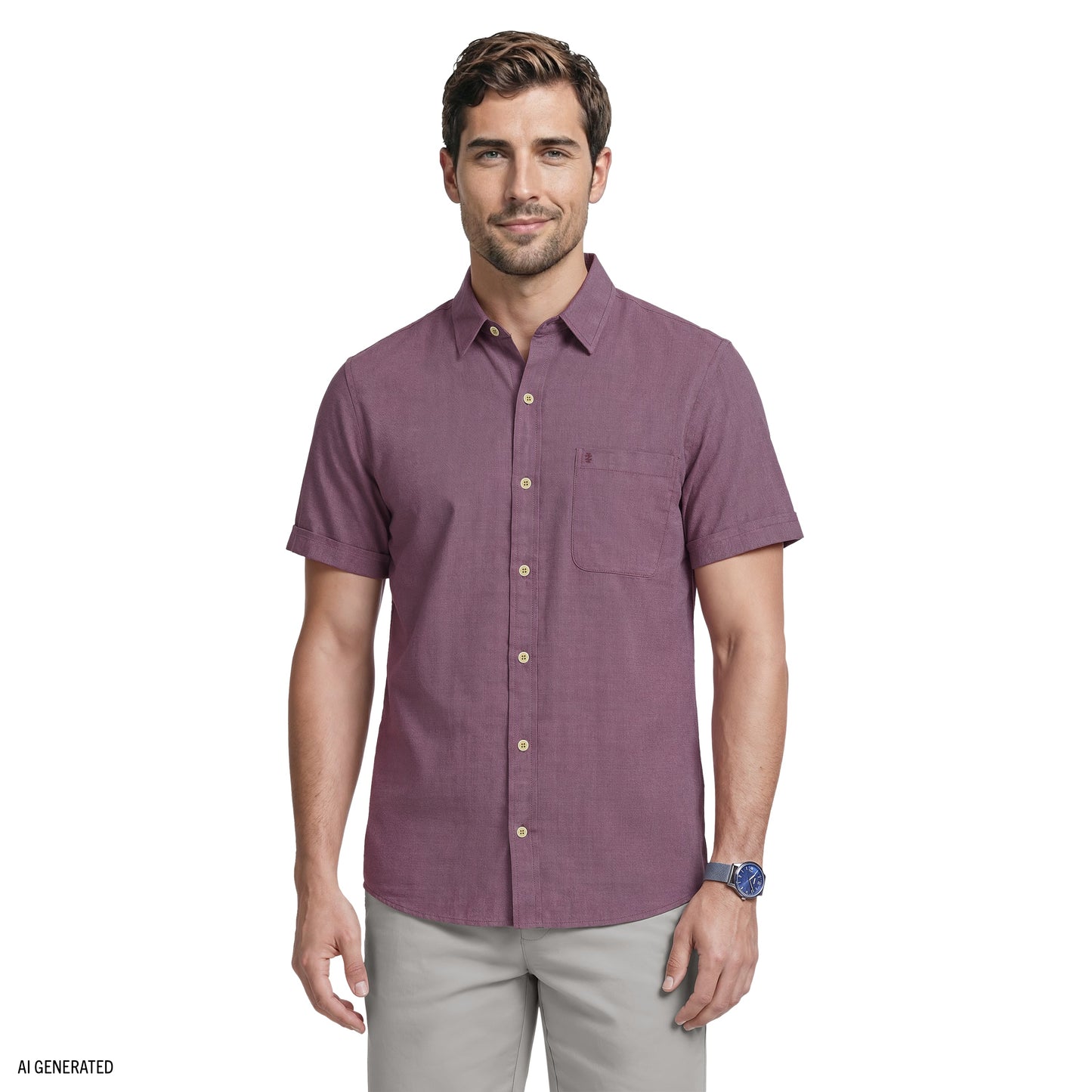 Izod LUXURY SHORT SLEEVE BUTTON DOWN SHIRT - NIGHTSHADE