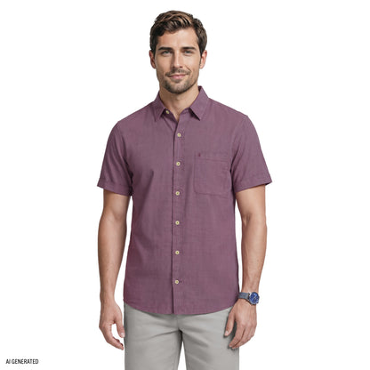 Izod LUXURY SHORT SLEEVE BUTTON DOWN SHIRT - NIGHTSHADE