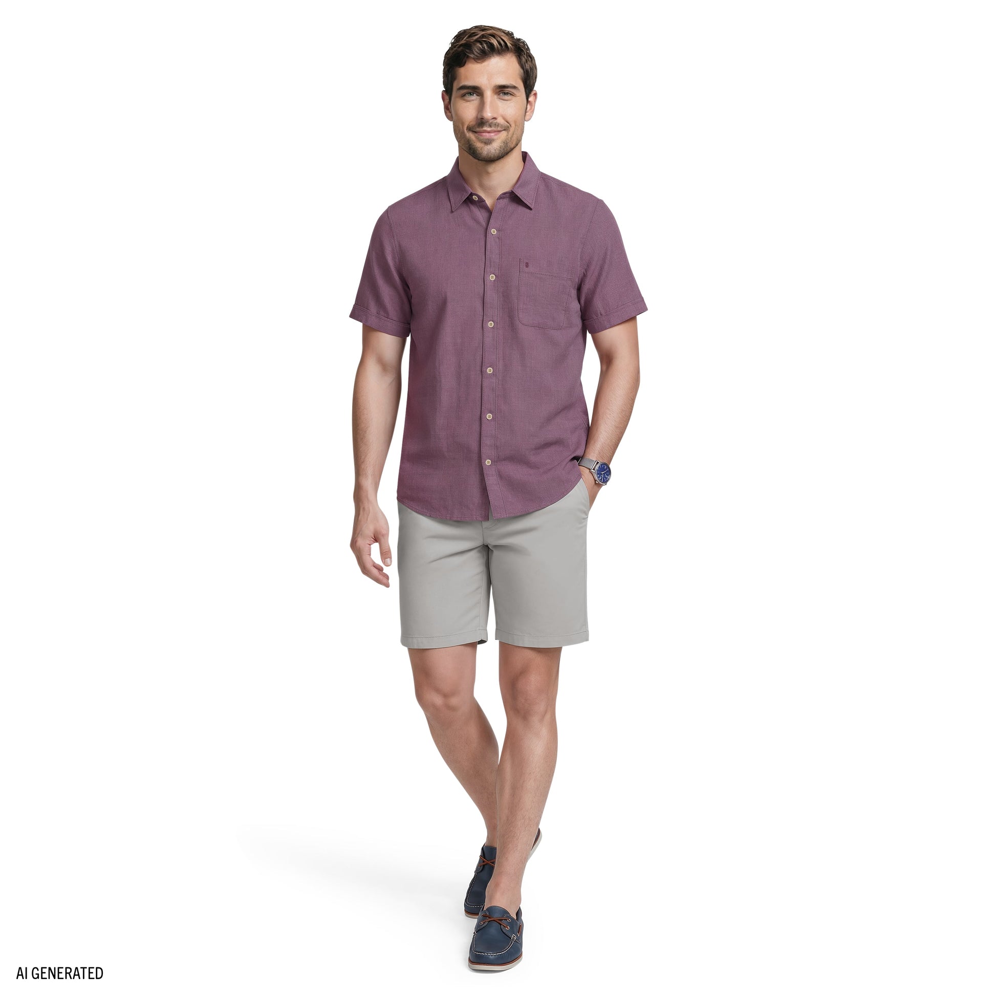 Izod LUXURY SHORT SLEEVE BUTTON DOWN SHIRT - NIGHTSHADE