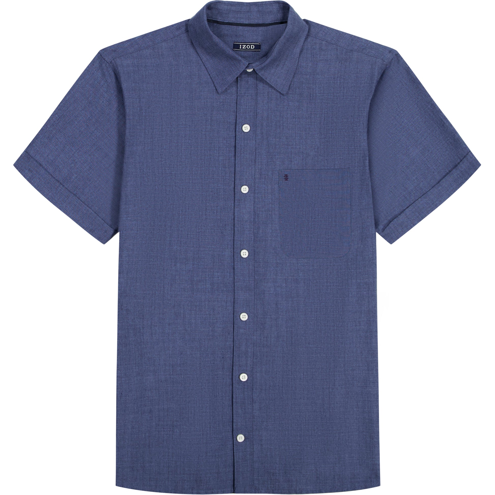Izod LUXURY SHORT SLEEVE BUTTON DOWN SHIRT - MEDIEVAL BLUE