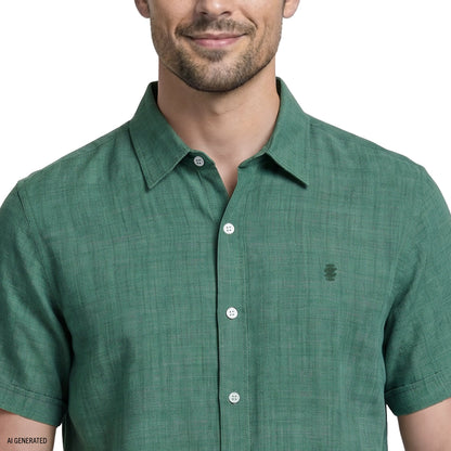 Izod LUXURY SHORT SLEEVE BUTTON DOWN SHIRT - SYCAMORE