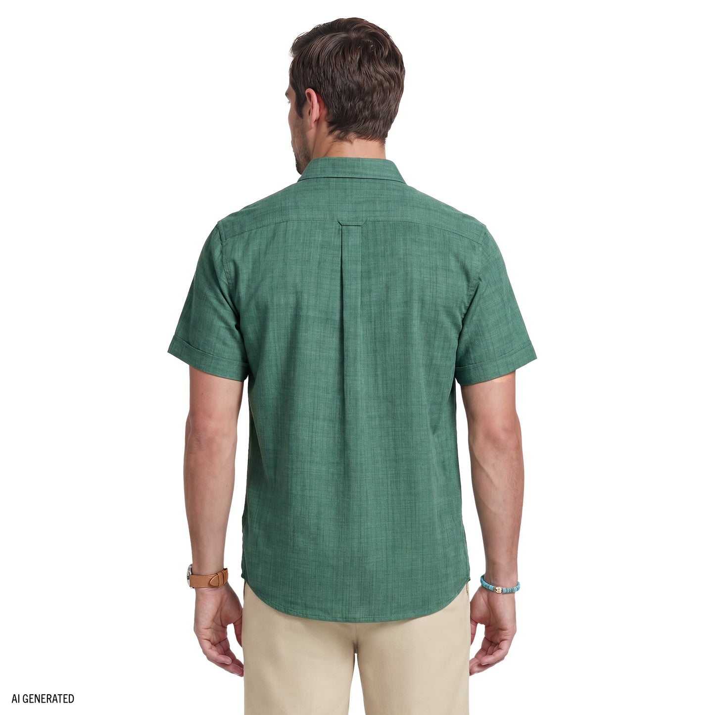 Izod LUXURY SHORT SLEEVE BUTTON DOWN SHIRT - SYCAMORE