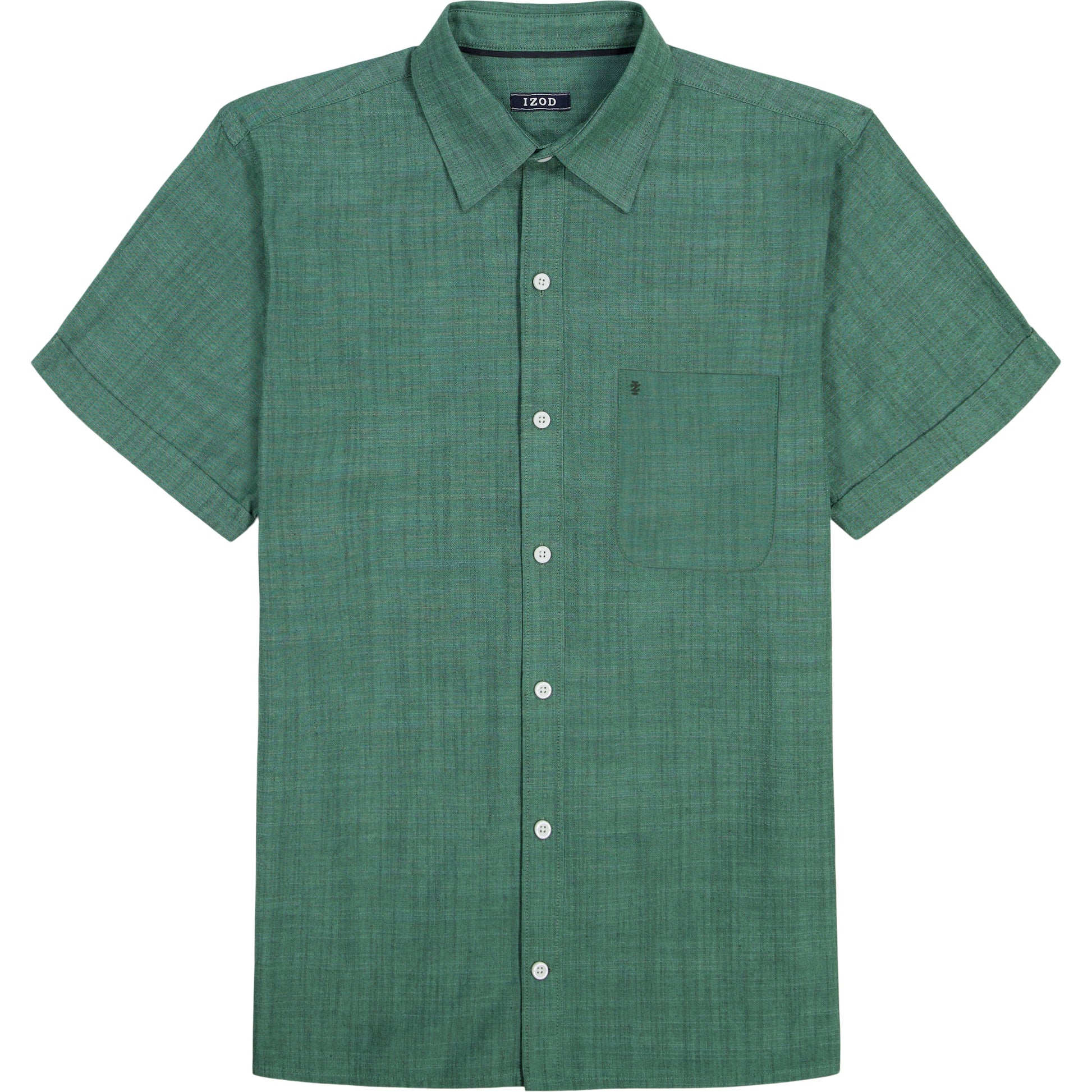 Izod LUXURY SHORT SLEEVE BUTTON DOWN SHIRT - SYCAMORE