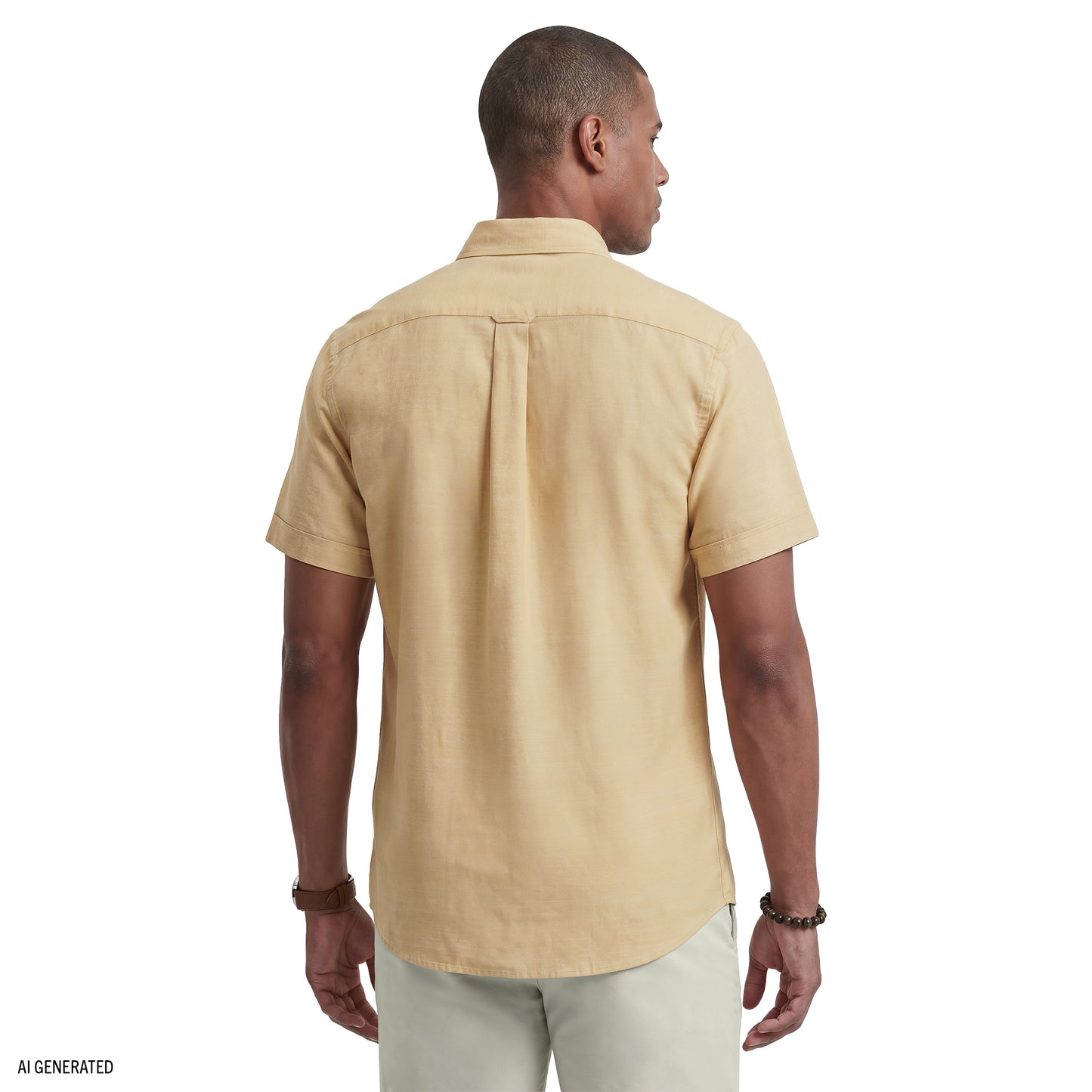 Izod LUXURY SHORT SLEEVE BUTTON DOWN SHIRT - OAK BUFF