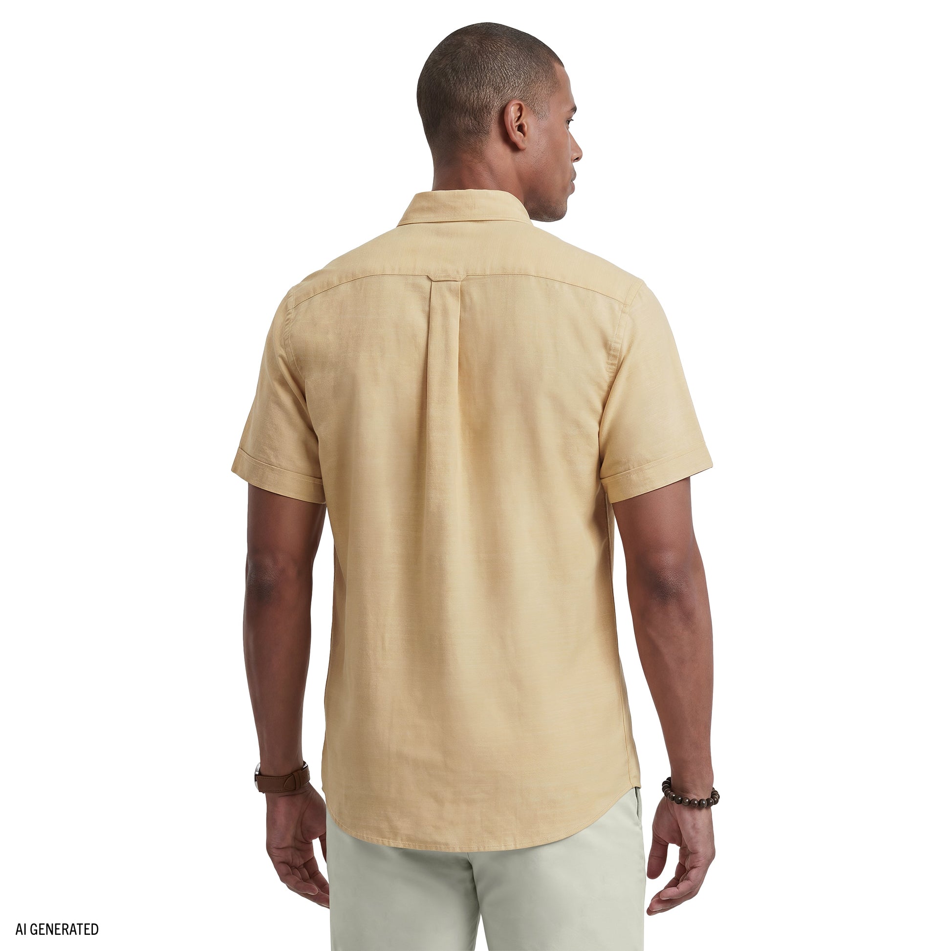 Izod LUXURY SHORT SLEEVE BUTTON DOWN SHIRT - OAK BUFF