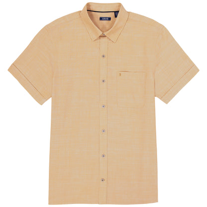 Izod LUXURY SHORT SLEEVE BUTTON DOWN SHIRT - OAK BUFF