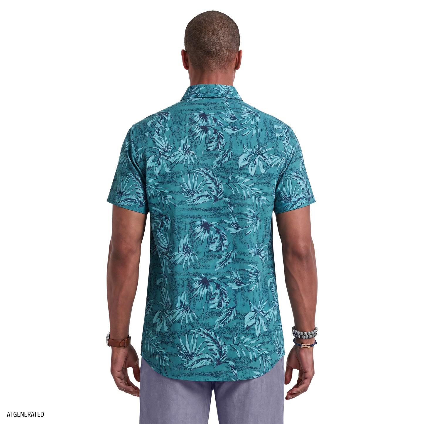 Izod DOCKSIDE CHAMBRAY SHORT SLEEVE PRINTED BUTTON DOWN SHIRT - ANTIGUA SAN