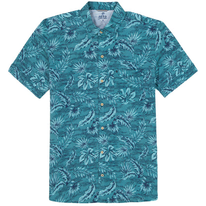Izod DOCKSIDE CHAMBRAY SHORT SLEEVE PRINTED BUTTON DOWN SHIRT - ANTIGUA SAN