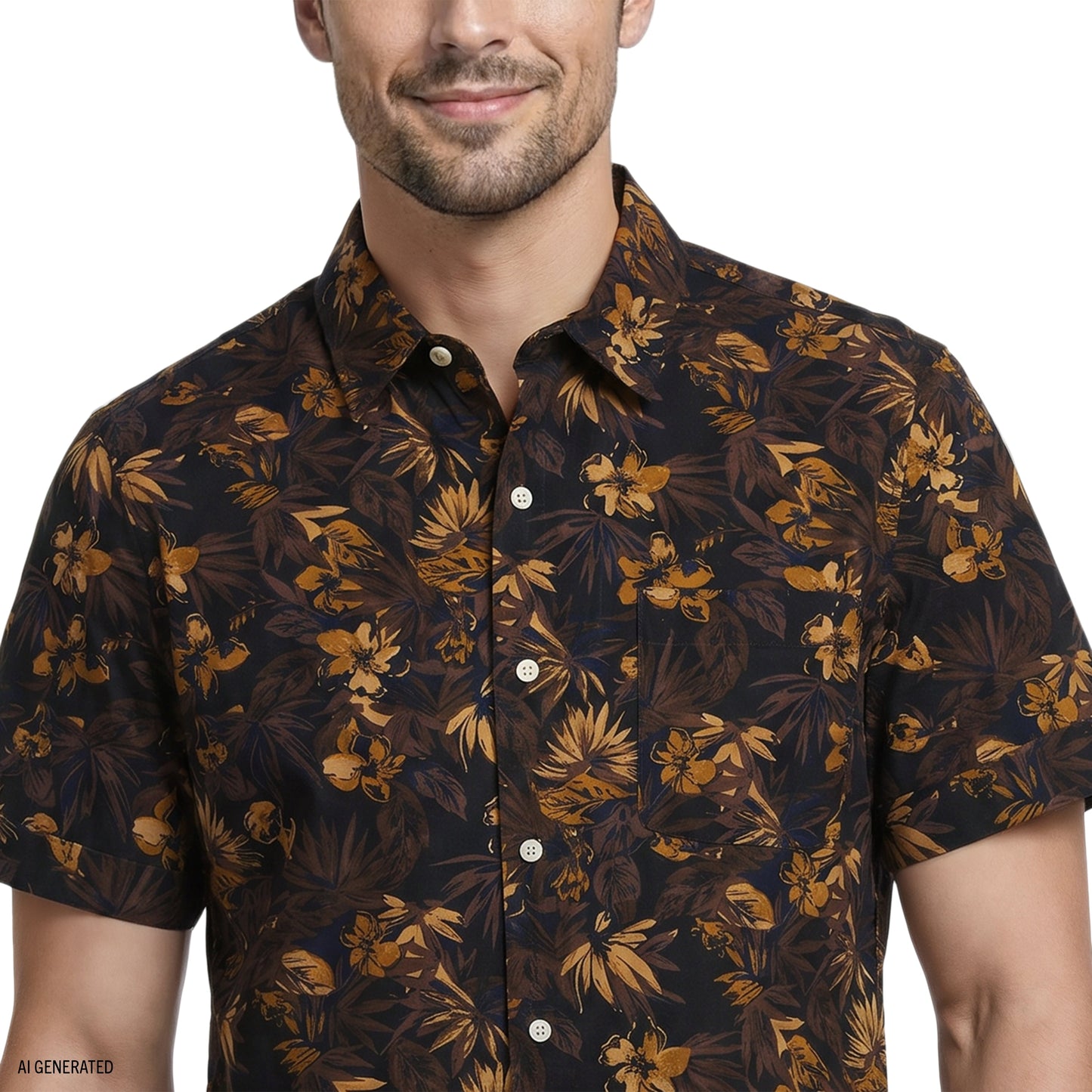 Izod DOCKSIDE CHAMBRAY SHORT SLEEVE PRINTED BUTTON DOWN SHIRT - CAVIAR