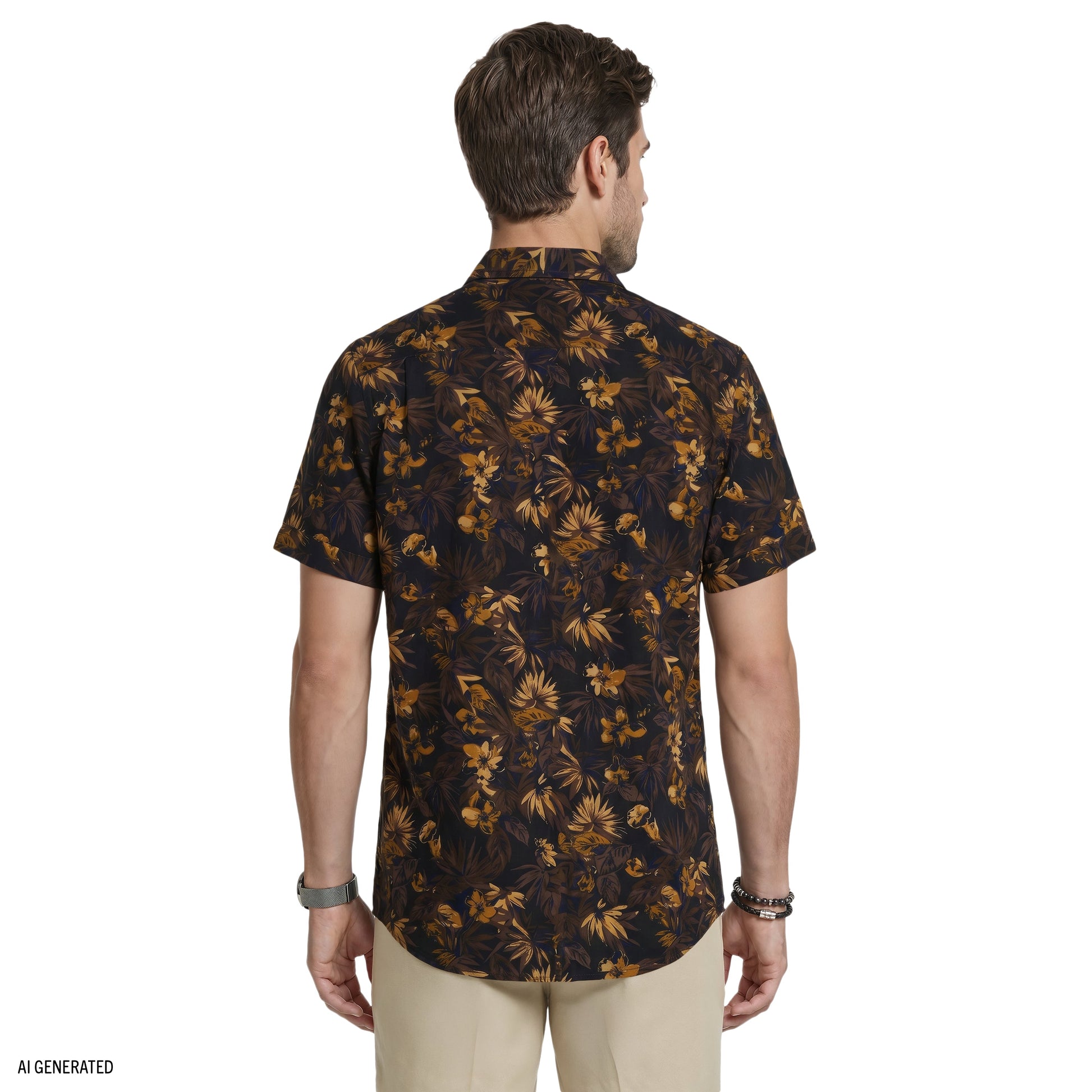 Izod DOCKSIDE CHAMBRAY SHORT SLEEVE PRINTED BUTTON DOWN SHIRT - CAVIAR
