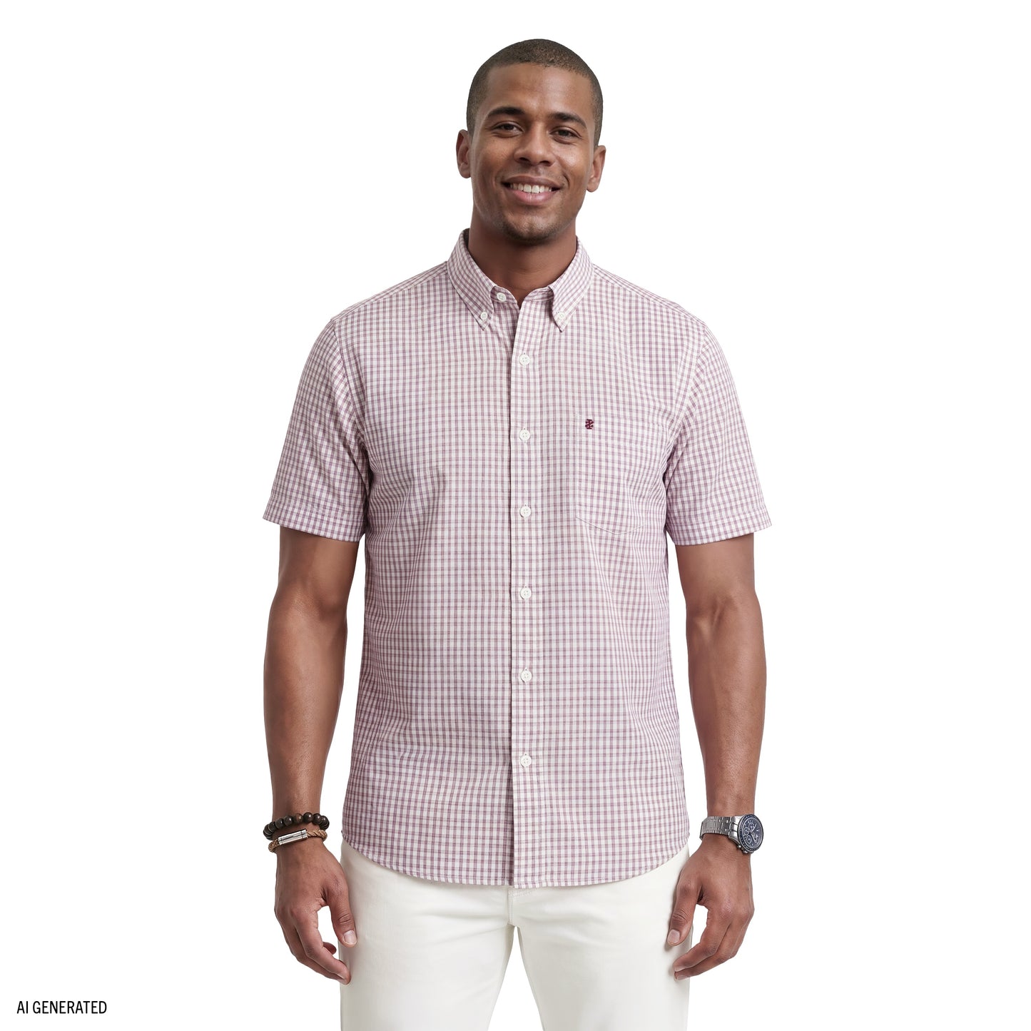 Izod BREEZE SHORT SLEEVE BUTTON DOWN SHIRT - GRAPE WINE
