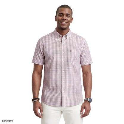 Izod BREEZE SHORT SLEEVE BUTTON DOWN SHIRT - GRAPE WINE