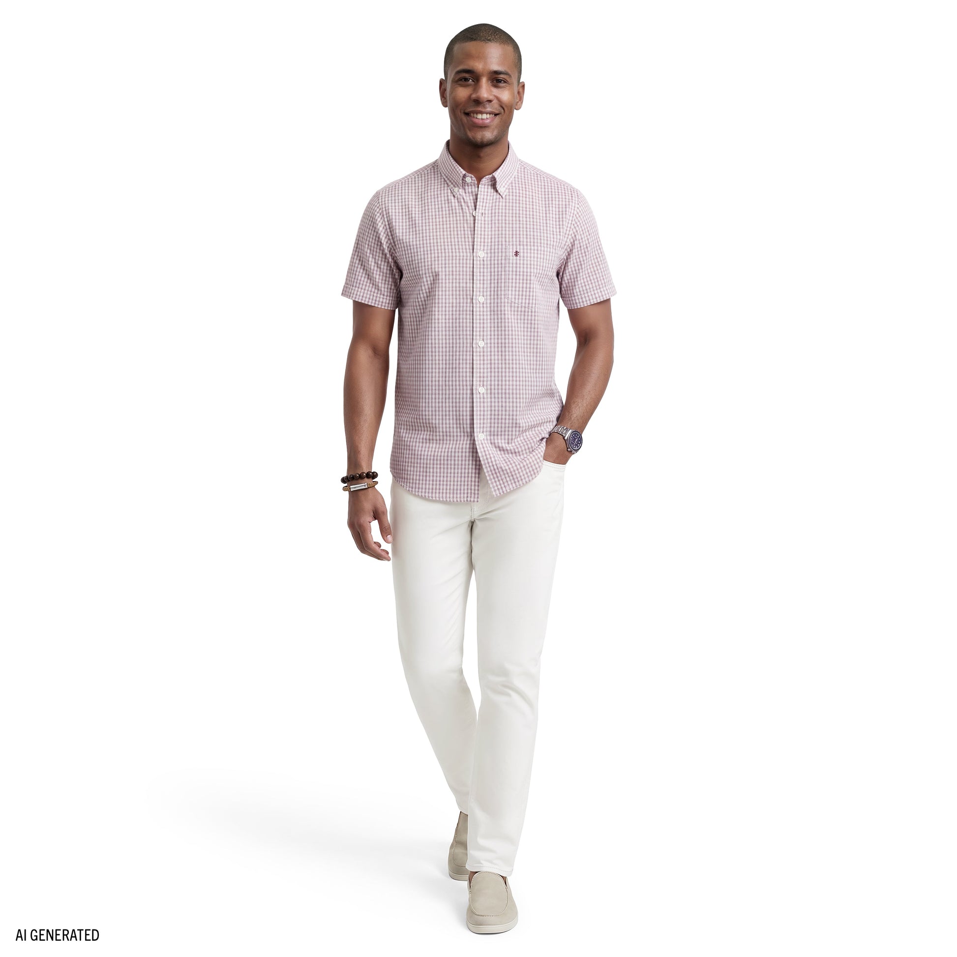 Izod BREEZE SHORT SLEEVE BUTTON DOWN SHIRT - GRAPE WINE