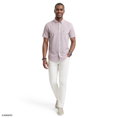 Izod BREEZE SHORT SLEEVE BUTTON DOWN SHIRT - GRAPE WINE