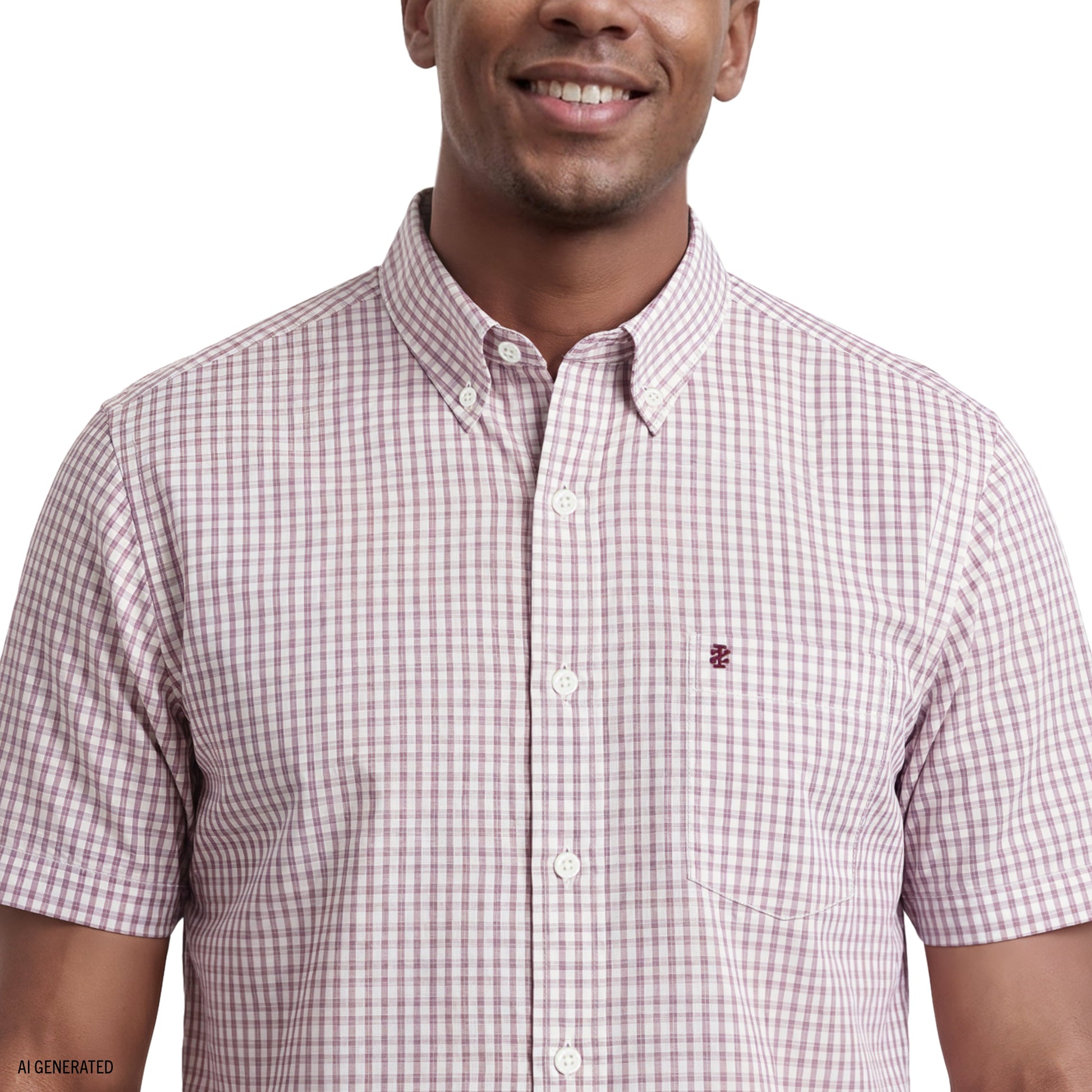 Izod BREEZE SHORT SLEEVE BUTTON DOWN SHIRT - GRAPE WINE