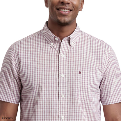 Izod BREEZE SHORT SLEEVE BUTTON DOWN SHIRT - GRAPE WINE