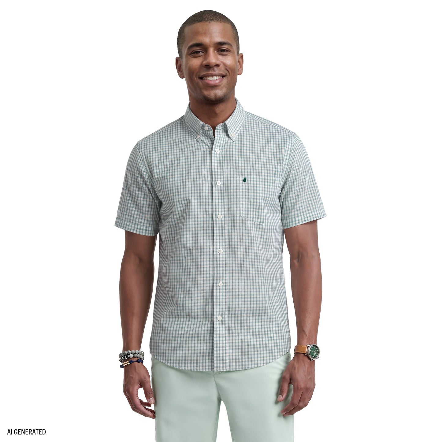 Izod BREEZE SHORT SLEEVE BUTTON DOWN SHIRT - SYCAMORE