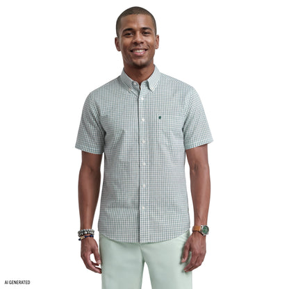 Izod BREEZE SHORT SLEEVE BUTTON DOWN SHIRT - SYCAMORE