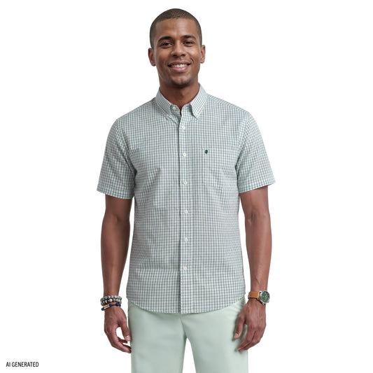 Izod BREEZE SHORT SLEEVE BUTTON DOWN SHIRT - SYCAMORE