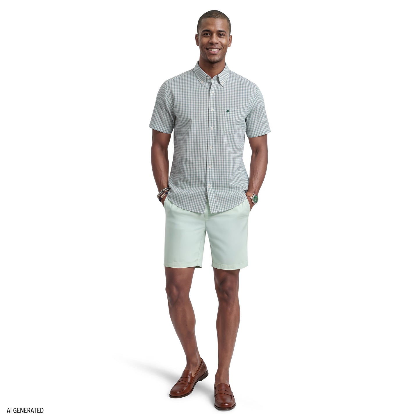 Izod BREEZE SHORT SLEEVE BUTTON DOWN SHIRT - SYCAMORE