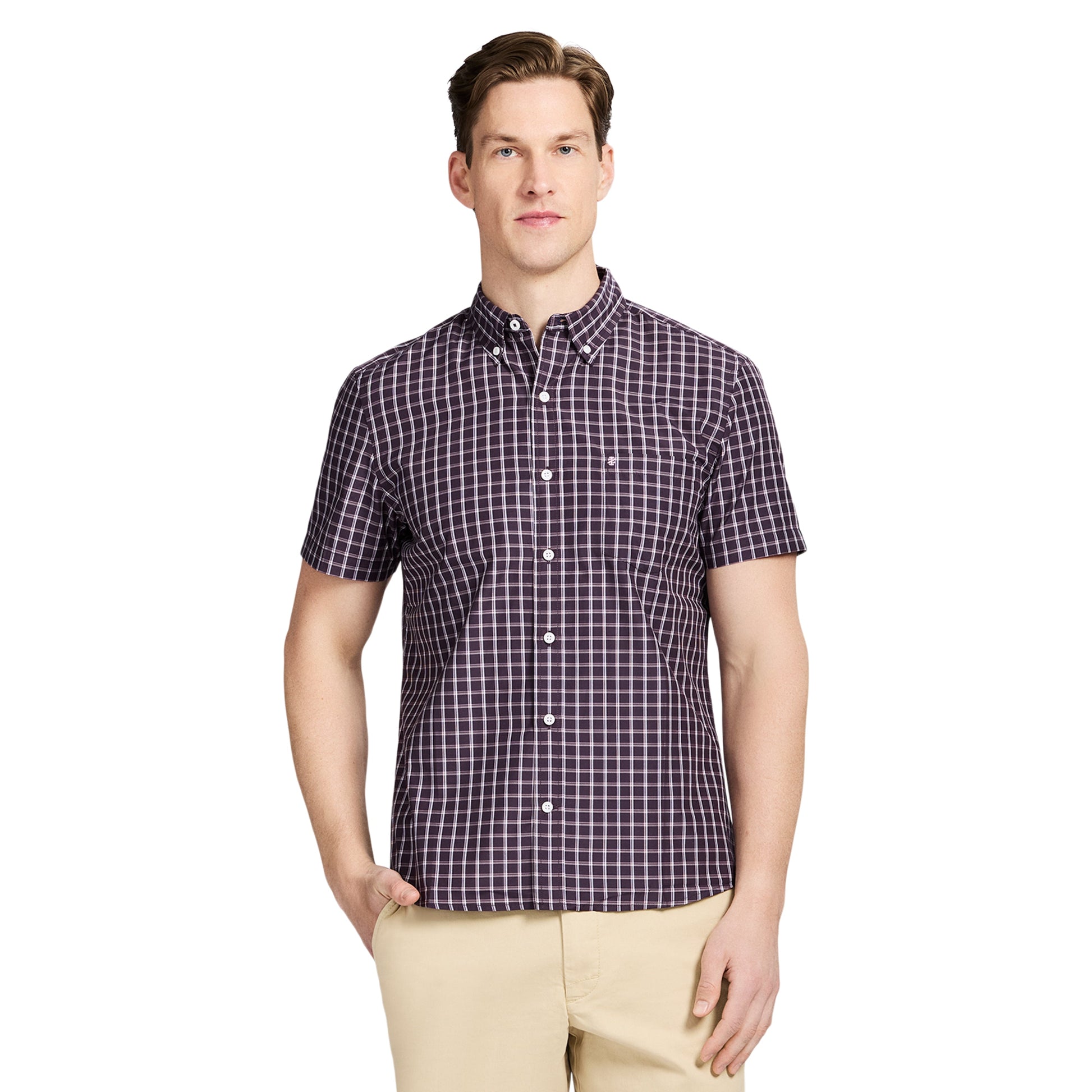 Izod BREEZE SHORT SLEEVE BUTTON DOWN SHIRT - NIGHTSHADE