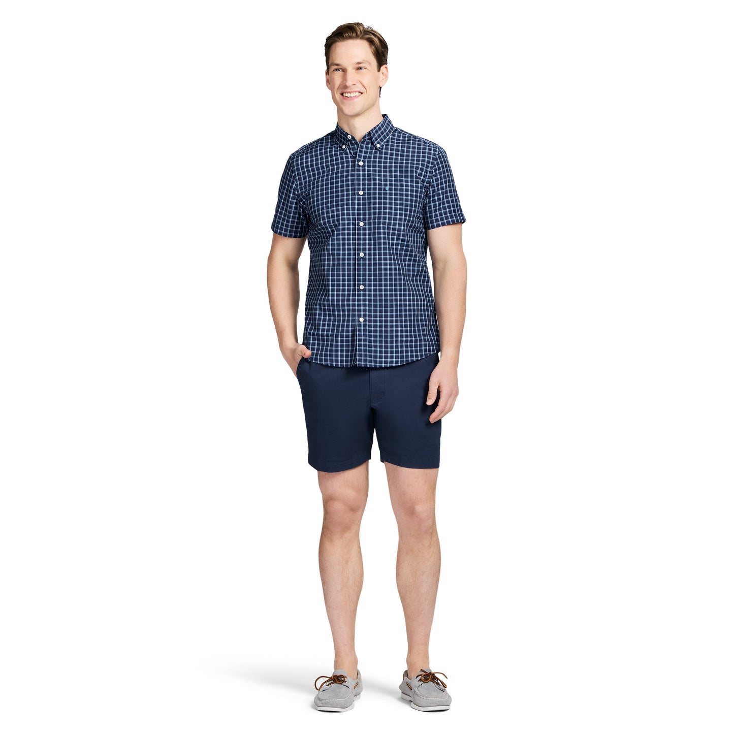 Izod BREEZE SHORT SLEEVE BUTTON DOWN SHIRT - MEDIEVAL BLUE