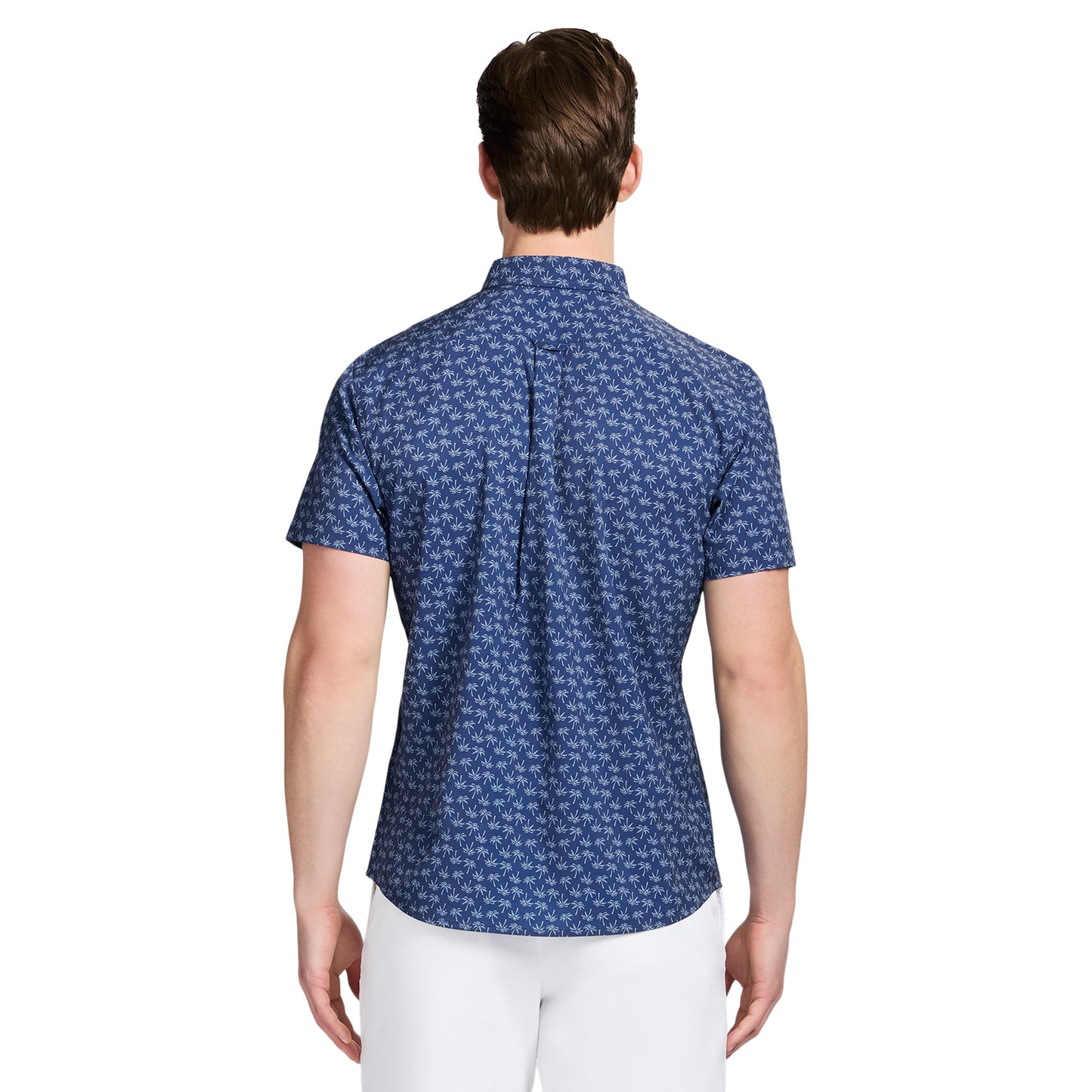 Izod BREEZE SHORT SLEEVE PRINTED BUTTON DOWN SHIRT - MEDIEVAL BLUE