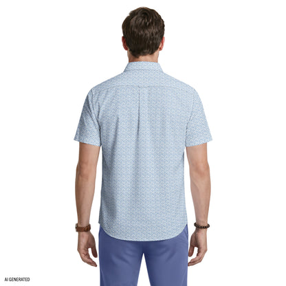 Izod BREEZE SHORT SLEEVE PRINTED BUTTON DOWN SHIRT - RIVIERA