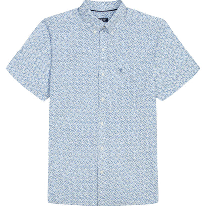 Izod BREEZE SHORT SLEEVE PRINTED BUTTON DOWN SHIRT - RIVIERA