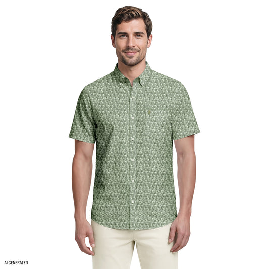 Izod BREEZE SHORT SLEEVE PRINTED BUTTON DOWN SHIRT - LAUREL WREATH