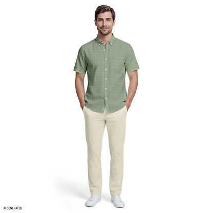Izod BREEZE SHORT SLEEVE PRINTED BUTTON DOWN SHIRT - LAUREL WREATH