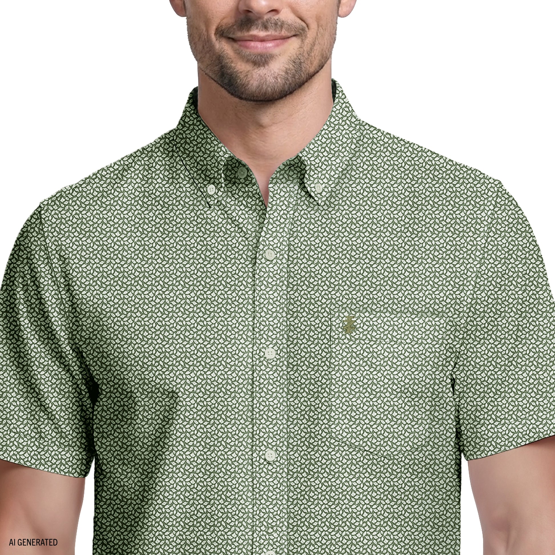 Izod BREEZE SHORT SLEEVE PRINTED BUTTON DOWN SHIRT - LAUREL WREATH