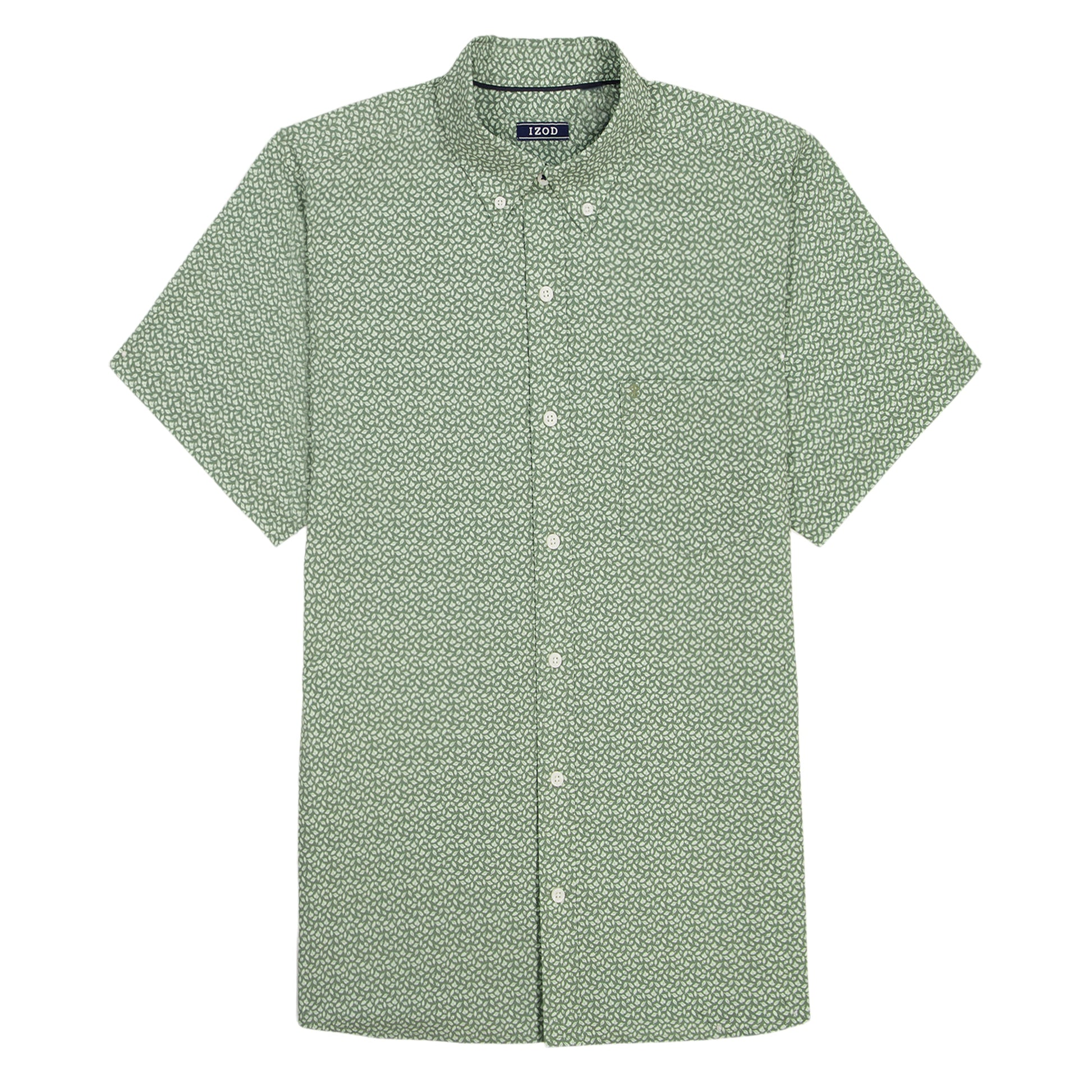 Izod BREEZE SHORT SLEEVE PRINTED BUTTON DOWN SHIRT - LAUREL WREATH