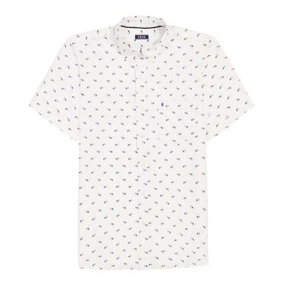 Izod BREEZE SHORT SLEEVE PRINTED BUTTON DOWN SHIRT - BRIGHT WHITE