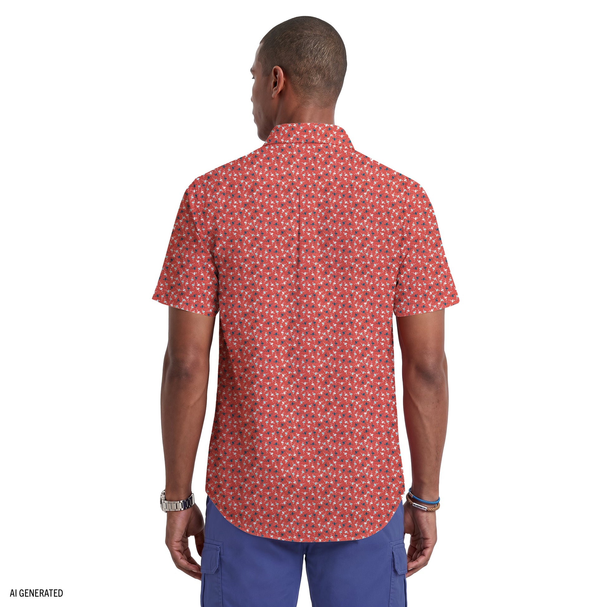 Izod BREEZE SHORT SLEEVE PRINTED BUTTON DOWN SHIRT - GARNET ROSE