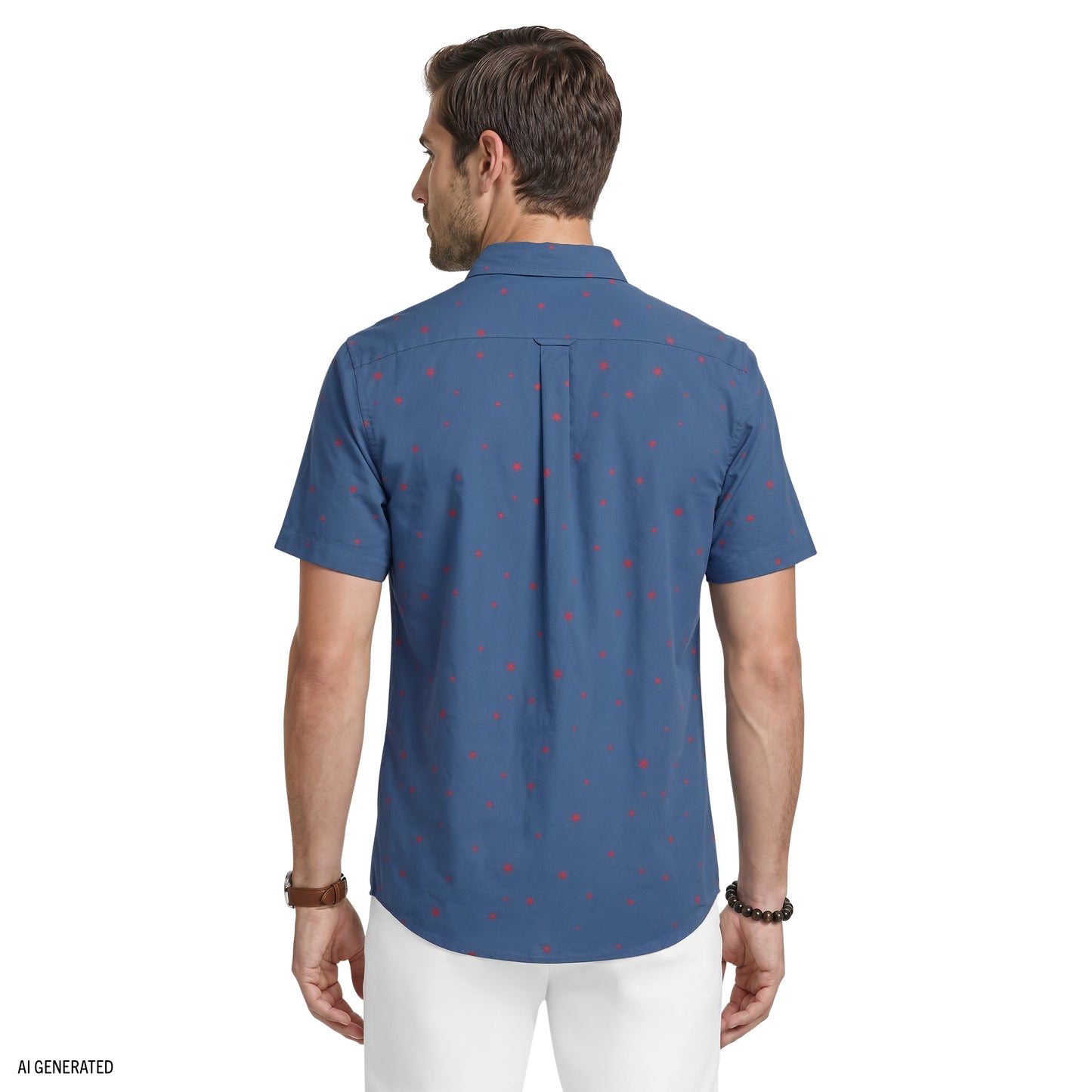 Izod BREEZE SHORT SLEEVE PRINTED BUTTON DOWN SHIRT - TRUE NAVY