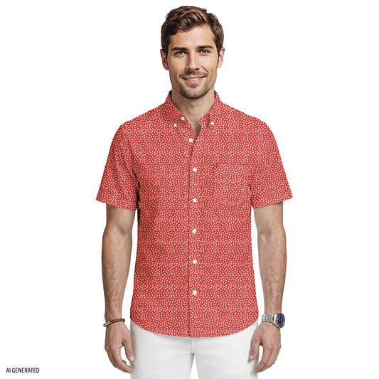Izod BREEZE S/S PRINTED BUTTON-DOWN SHIRT - SALTWATER RED