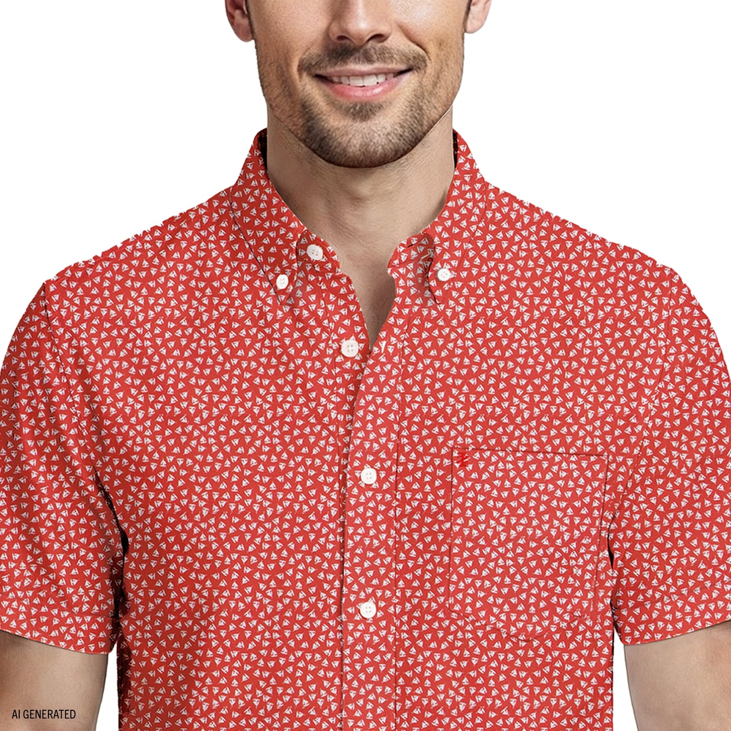 Izod BREEZE S/S PRINTED BUTTON-DOWN SHIRT - SALTWATER RED