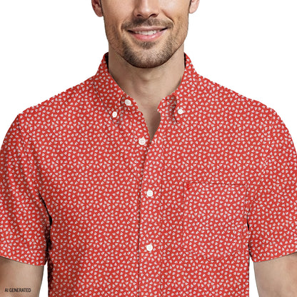 Izod BREEZE S/S PRINTED BUTTON-DOWN SHIRT - SALTWATER RED