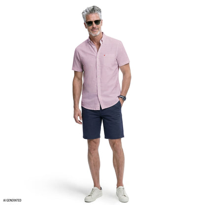 Izod BREEZE S/S PRINTED BUTTON-DOWN SHIRT - PINK LEMONADE
