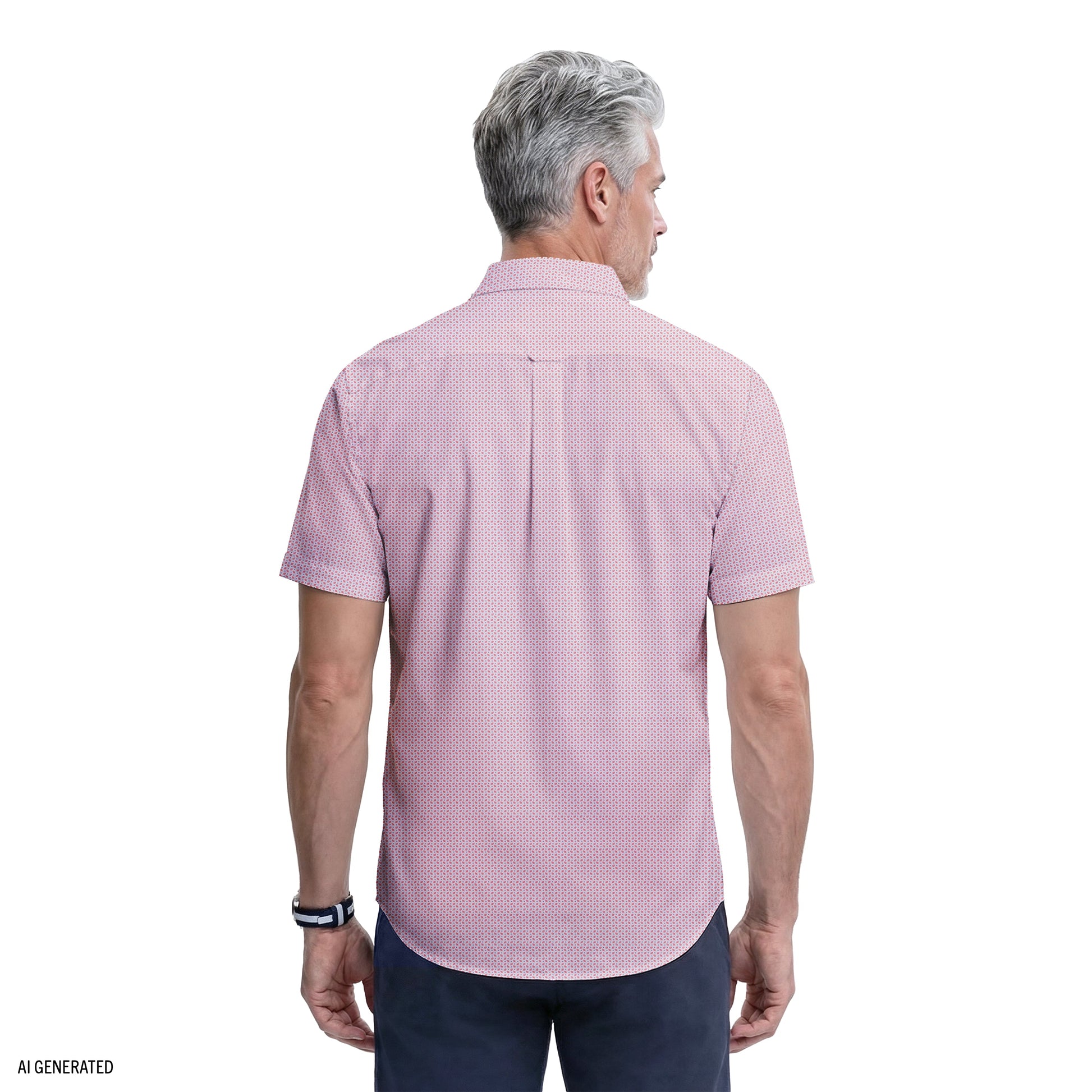 Izod BREEZE S/S PRINTED BUTTON-DOWN SHIRT - PINK LEMONADE