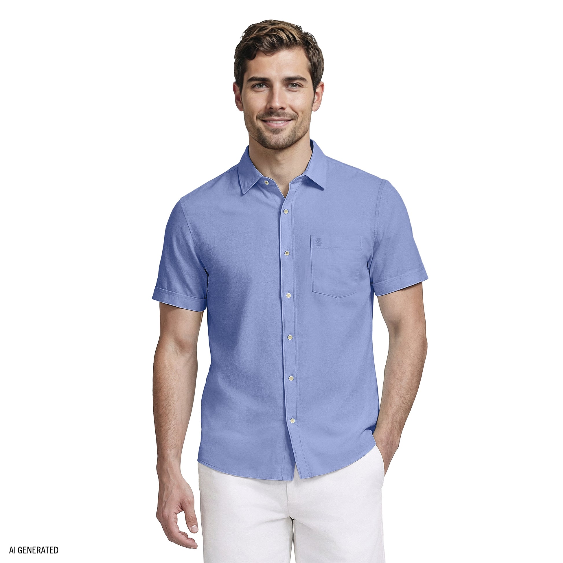 Izod LUXURY S/S BUTTON-DOWN SHIRT - REGATTA