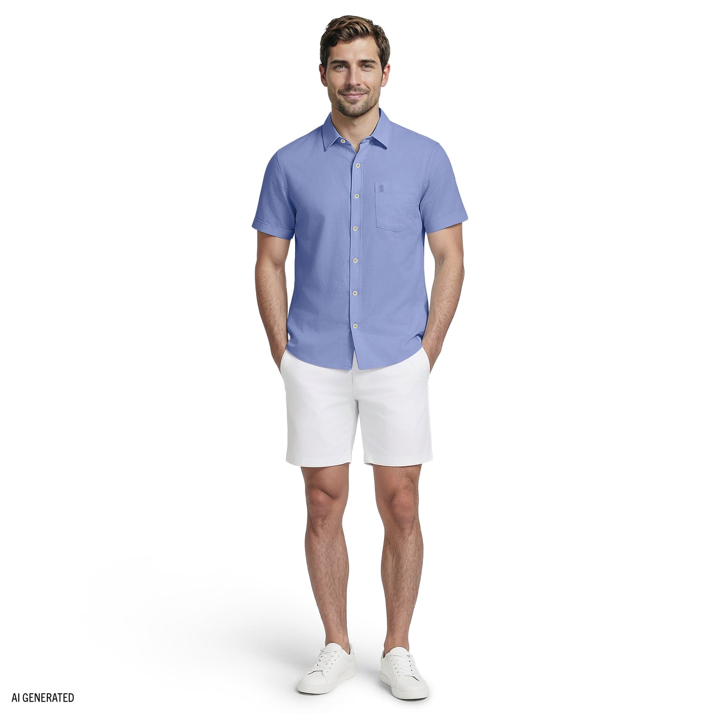 Izod LUXURY S/S BUTTON-DOWN SHIRT - REGATTA