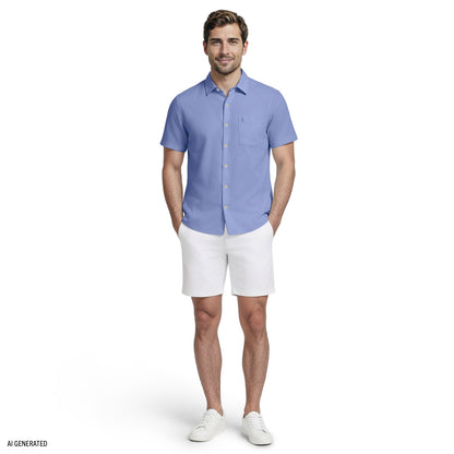 Izod LUXURY S/S BUTTON-DOWN SHIRT - REGATTA