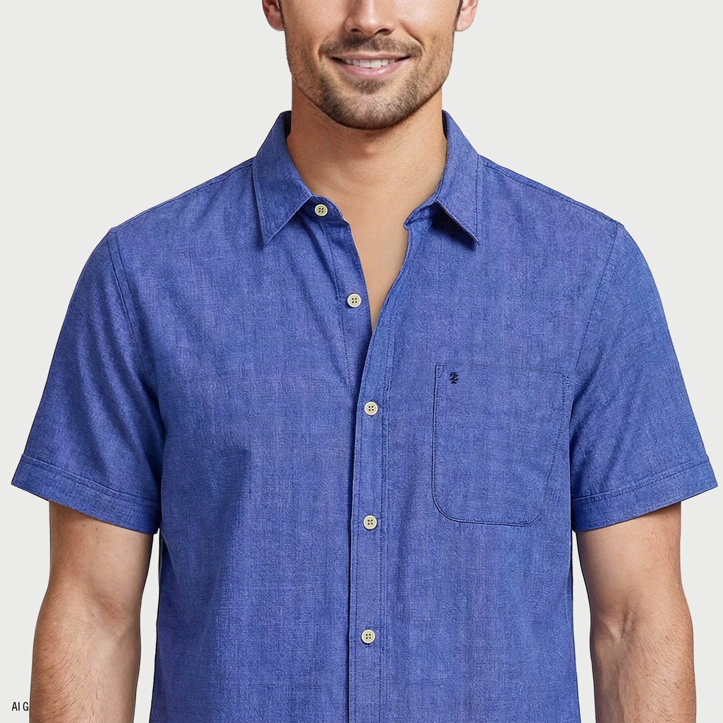 Izod LUXURY S/S BUTTON-DOWN SHIRT - MEDIEVAL BLUE